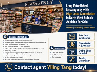 View profile: Long Established Newsagency with High Lotto Commission in North West Suburb Adelaide For Sale
